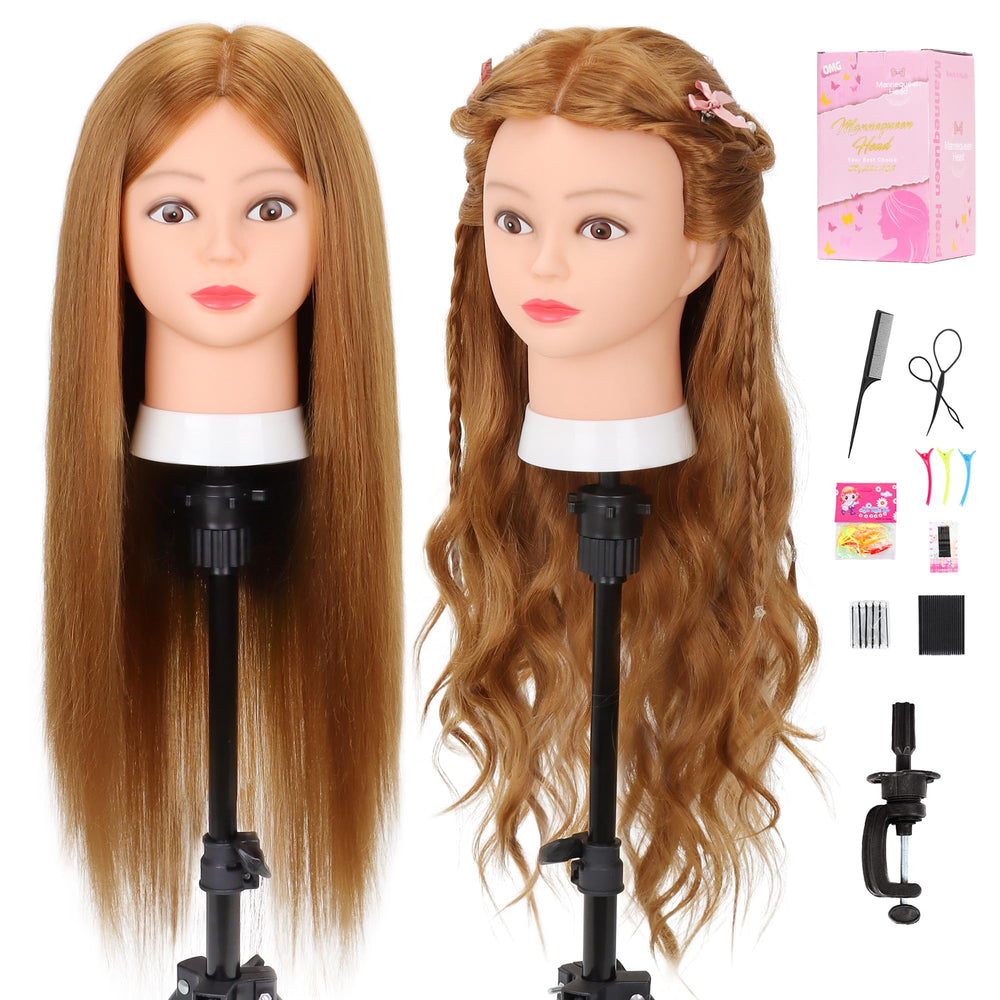 MannequeenHead hair full head 80% real—realistic styling practice.