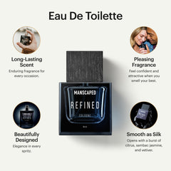 MANSCAPED Refined Cologne bottle with wooden cap communicates masculine style on desks
