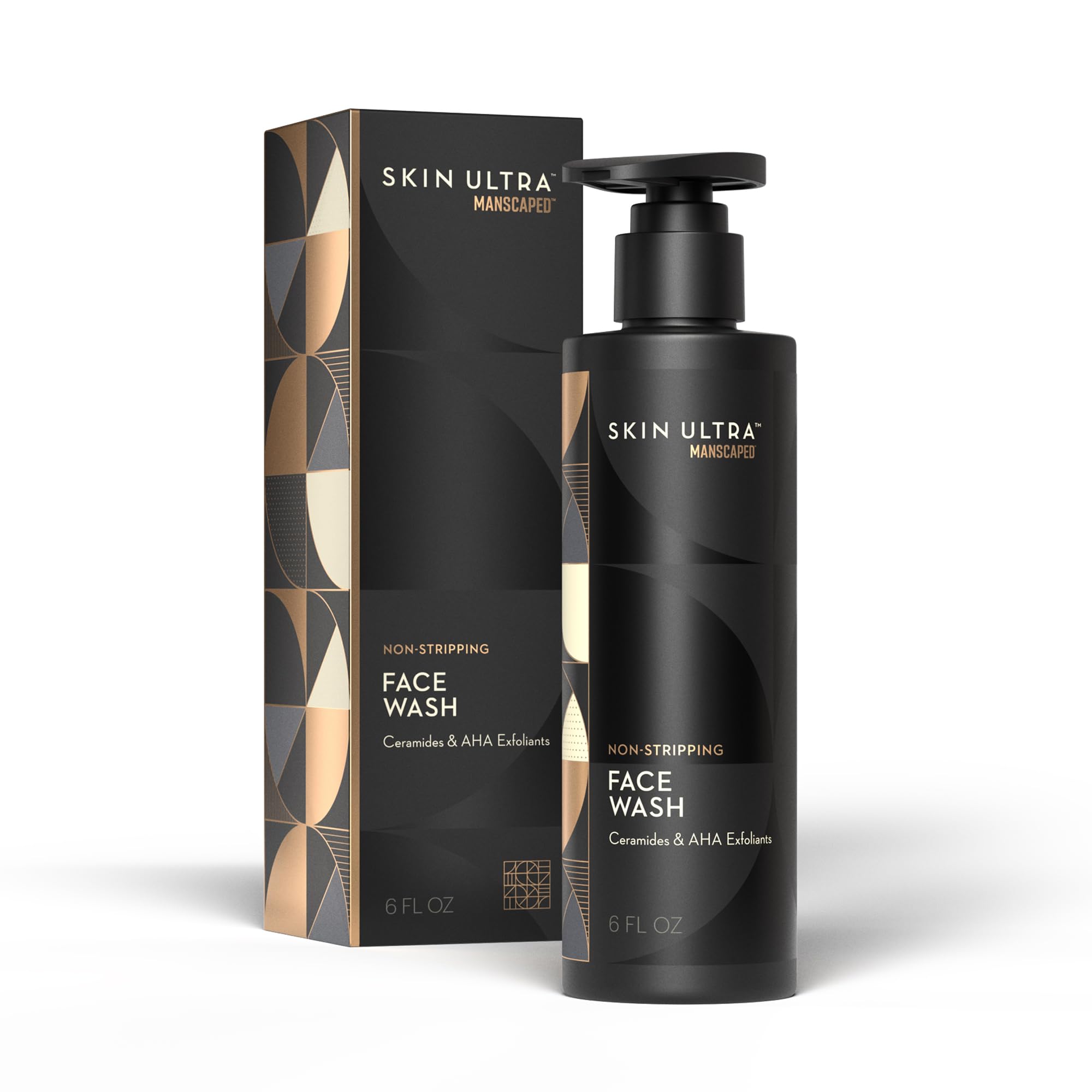 MANSCAPED Skin Ultra Face Wash bottle pour for quick, hydrating cleanse.