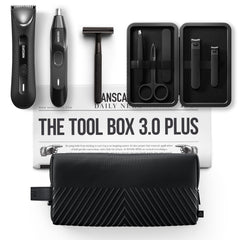 MANSCAPED Tool Box 3.0 Plus packaging highlights a travel-ready grooming kit