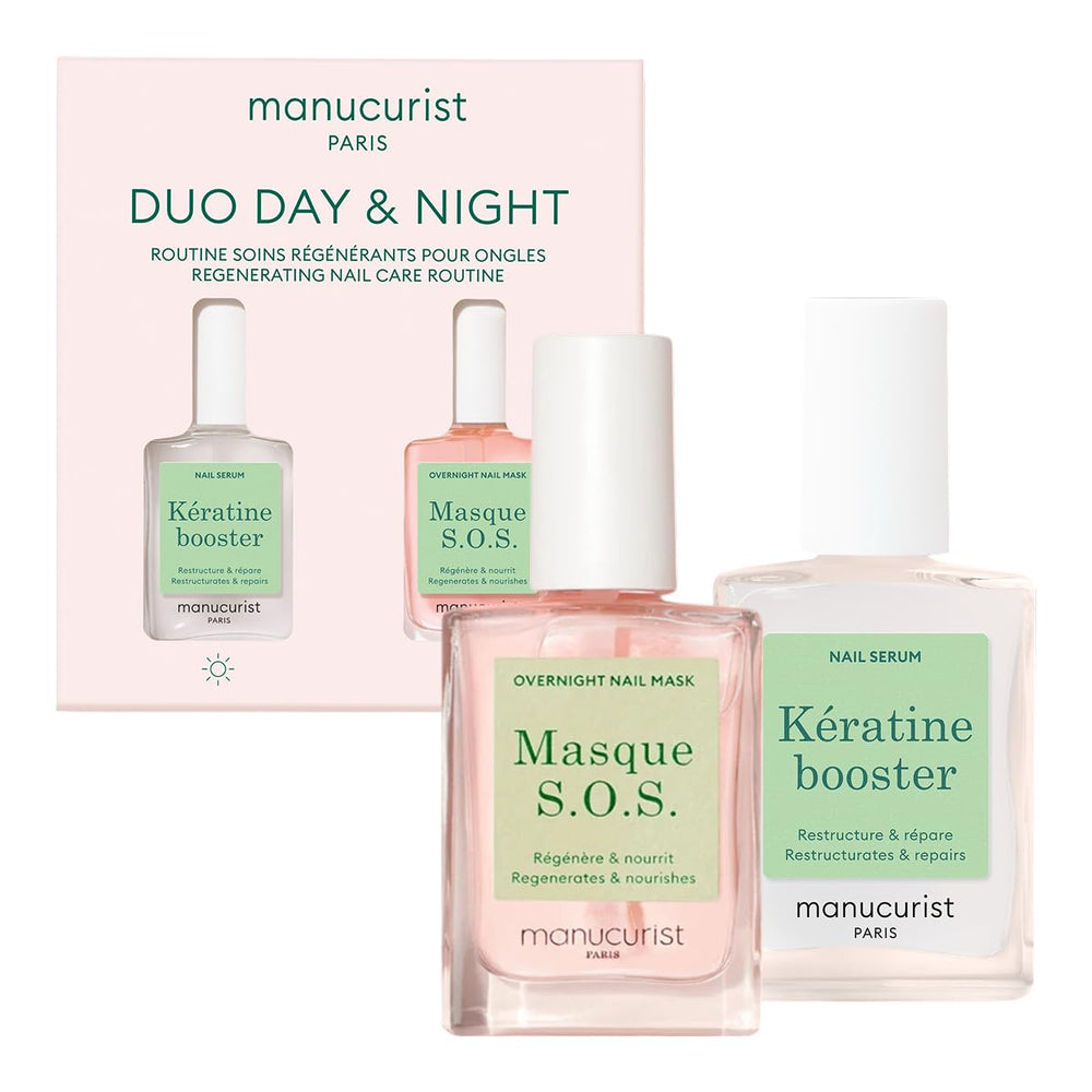 Manucurist Duo Day Night keratin booster bottle reinforces nails for daily resilience