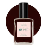 Manucurist Green Hollyhock bottle front shows a bold blackish-red shade