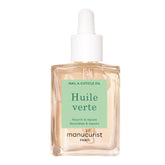 Manucurist Green Oil bottle closeup nourishes nails and cuticles.