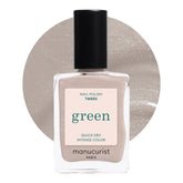 Manucurist Green Tweed bottle closeup showing pearly grey polish for an elegant manicure