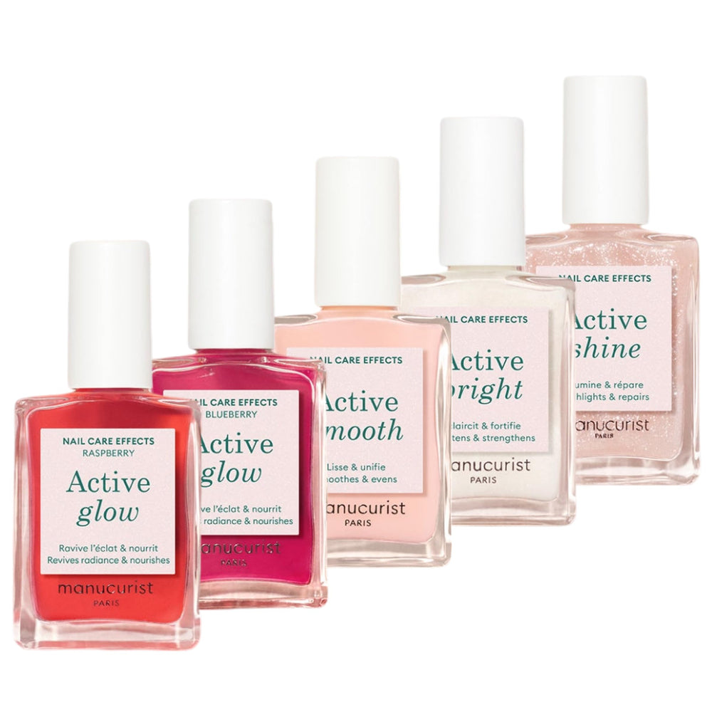 Manucurist Rainbow Active Raspberry Glow bottle showing quick-dry nail radiance