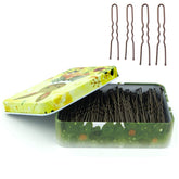 MAORULU U-shaped hair pins brown case for secure buns on the go