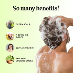 Maple Holistics clarifying shampoo lather in hand demonstrating cleansing action