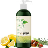 Maple Holistics Degrease bottle highlights a deep-cleanse formula for oily scalp care.