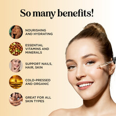 Maple Holistics jojoba oil dropper emphasizes easy precise application for skin, hair, nails