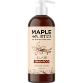 Maple Holistics Moisturizing Shampoo bottle closeup highlights hydrating formula for dry hair
