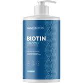 Maple Holistics rosemary biotin shampoo bottle front highlights vegan formula for volumizing fine hair.