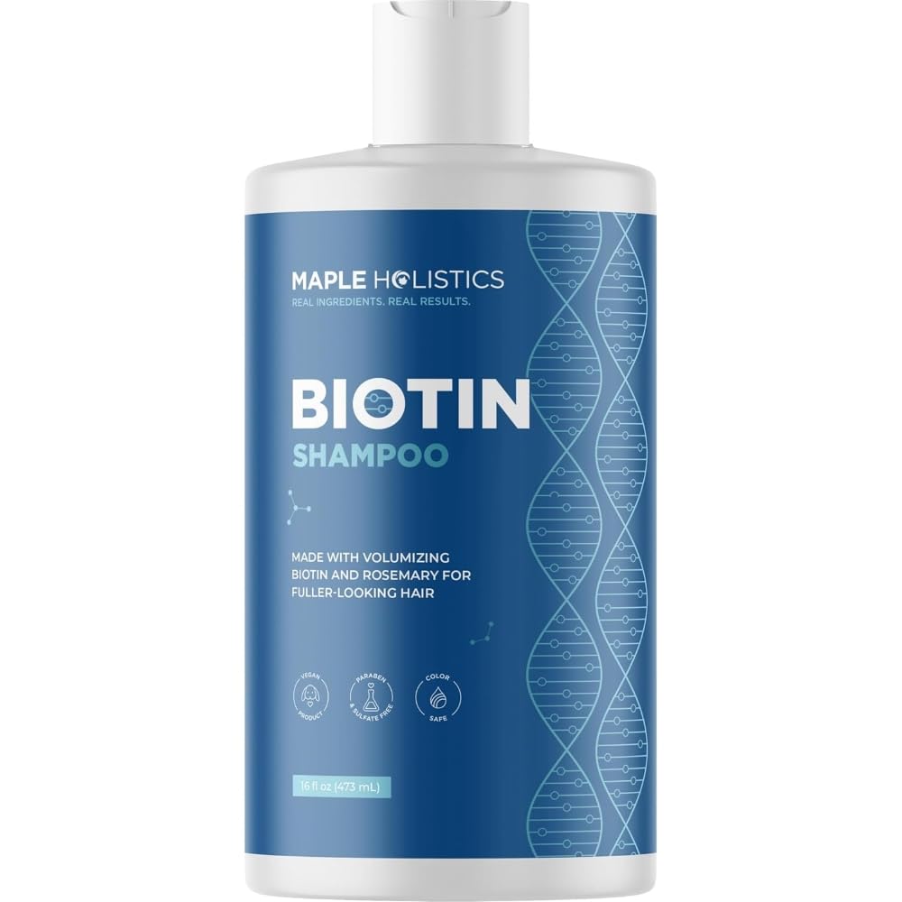 Maple Holistics Rosemary and Biotin Shampoo bottle ready for a volumizing cleanse.