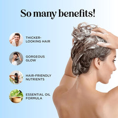 Maple Holistics rosemary-biotin-shampoo-label closeup highlights the brand and key ingredients.