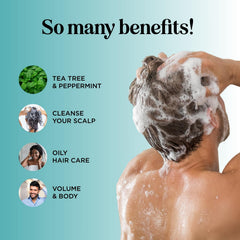 Maple Holistics shampoo ingredients list featuring rosemary and tea tree oils for cleansing.