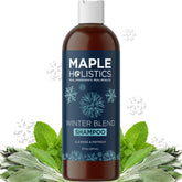 Maple Holistics sulfate-free hard water shampoo bottle promotes refreshing cleanse.