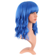 MapofBeauty blue bob wig back view showing balanced volume.