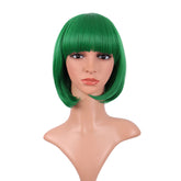 MapofBeauty green bob wig front view for versatile daily styling