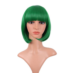 MapofBeauty green bob wig front view for versatile daily styling