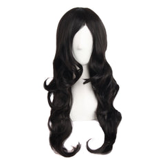 MapofBeauty long wavy wig in black front view for versatile party-ready style