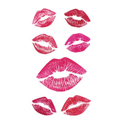 MapofBeauty pink lip-prints tattoo sticker waterproof for beach or pool days.