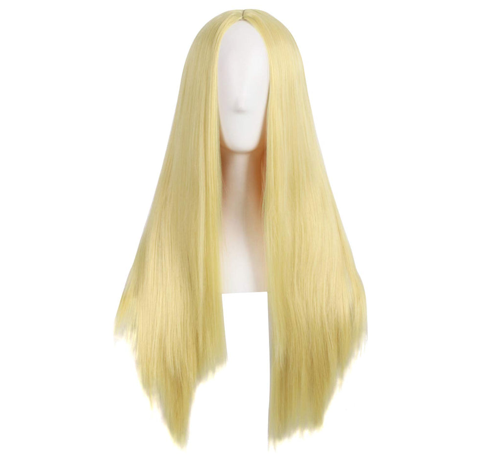 MapofBeauty 28-inch wig, straight blonde-yellow, for bold daily looks.