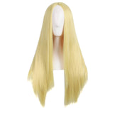 MapofBeauty 28-inch wig, straight blonde-yellow, for bold daily looks.