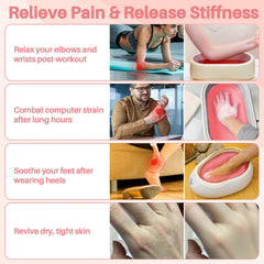 MAQIHAN peach-scent paraffin wax wrapped with gloves for spa-like treatment.