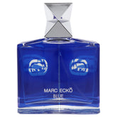 Marc Ecko Blue bottle spray showcases the refreshing opening for daytime use.