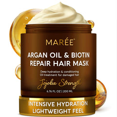 MAREE Deep Conditioning Hair Mask bottle closeup for hydration and damaged hair