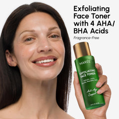 MAREE Exfoliating Toner bottle closeup highlights pore refinement