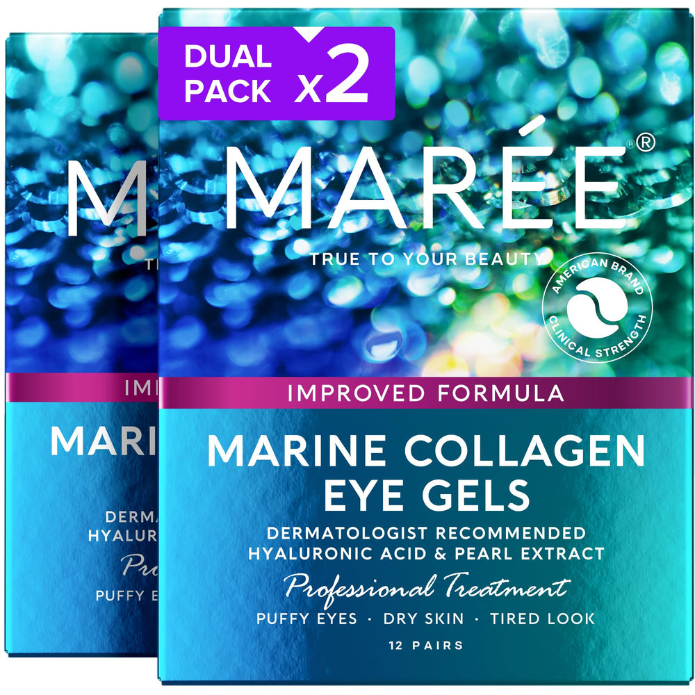MAREE Eye Gels 2-Pack apply under-eye patches for cooling hydration.