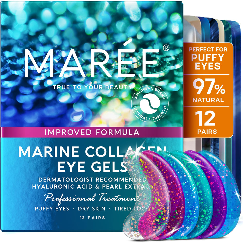 MAREE Eye Gels packaging with cooling patches for puffiness relief and hydration