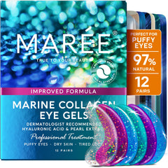 MAREE Eye Gels packaging with cooling patches for puffiness relief and hydration