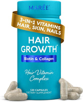 MAREE Hair Growth Vitamins bottle highlights daily nourishment for healthier hair growth