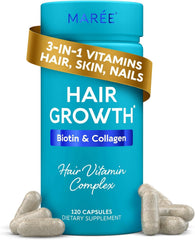 MAREE Hair Growth Vitamins bottle highlights daily nourishment for healthier hair growth