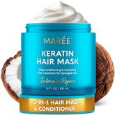 MAREE hair mask jar closeup highlighting rich hydration for dry hair