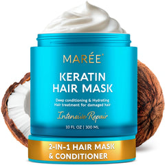 MAREE hair mask jar closeup highlighting rich hydration for dry hair