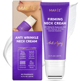 MAREE neck cream with face roller bottle closeup shows hydrating, tightening action.