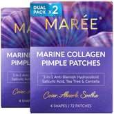 MAREE Star Pimple Patches 2-pack applied on skin for overnight blemish reduction