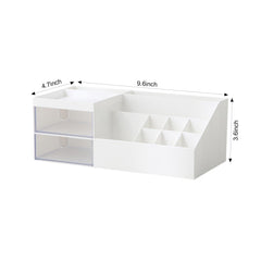 Marknor vanity organizer side view highlights compact design for small desks.