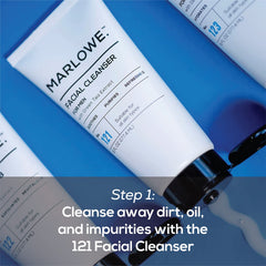 MARLOWE No.121 facial cleanser bottle shown for clean daily wash