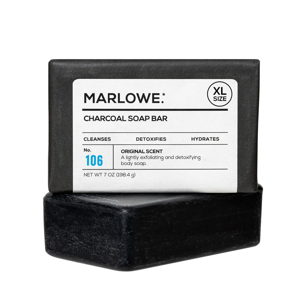 Marlowe No. 106 Charcoal Soap bar front view showing purifying cleanse