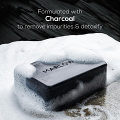Marlowe No. 106 Charcoal Soap lather demonstrates gentle exfoliation and cleansing