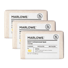 Marlowe No.102 Santal bar front closeup shows exfoliating texture for smoother skin.
