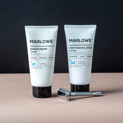 MARLOWE No.144 application on skin demonstrates soothing, non-greasy post-shave care