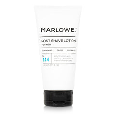 MARLOWE No.144 post shave lotion bottle showcases Aloe-Citron freshness for hydrated skin