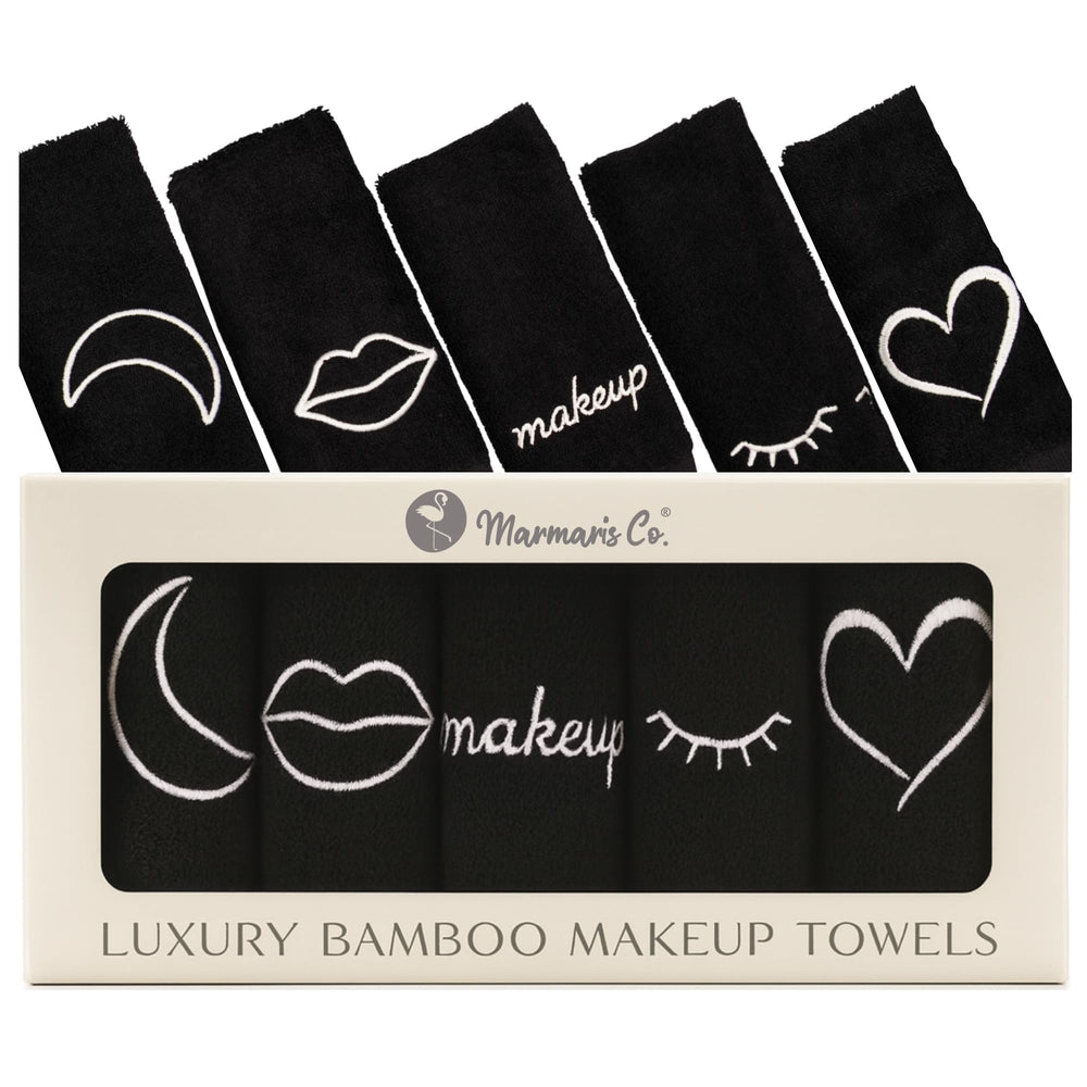 Marmaris Co luxury black makeup washcloth close-up shows buttery-soft texture for gentle makeup removal