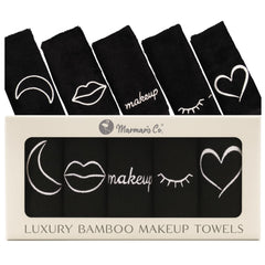 Marmaris Co luxury black makeup washcloth close-up shows buttery-soft texture for gentle makeup removal