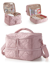 Marscamd Quilted Nail Polish Organizer Bag front view, travel-friendly salon use.