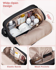 Marscamd travel toiletry bag front and middle compartments keep essentials organized while traveling.